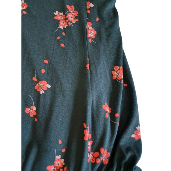 Free People Green Floral Flowy Long Sleeve Boho Plunge Neck Mini Dress Medium - Picture 6 of 12